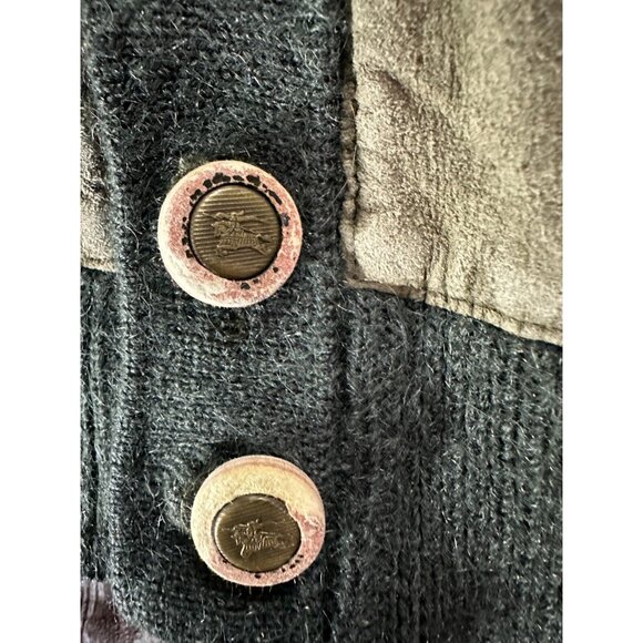 Burberry mohair blend Suede Leather Cardigan Sweater jacket Size L - Picture 10 of 10